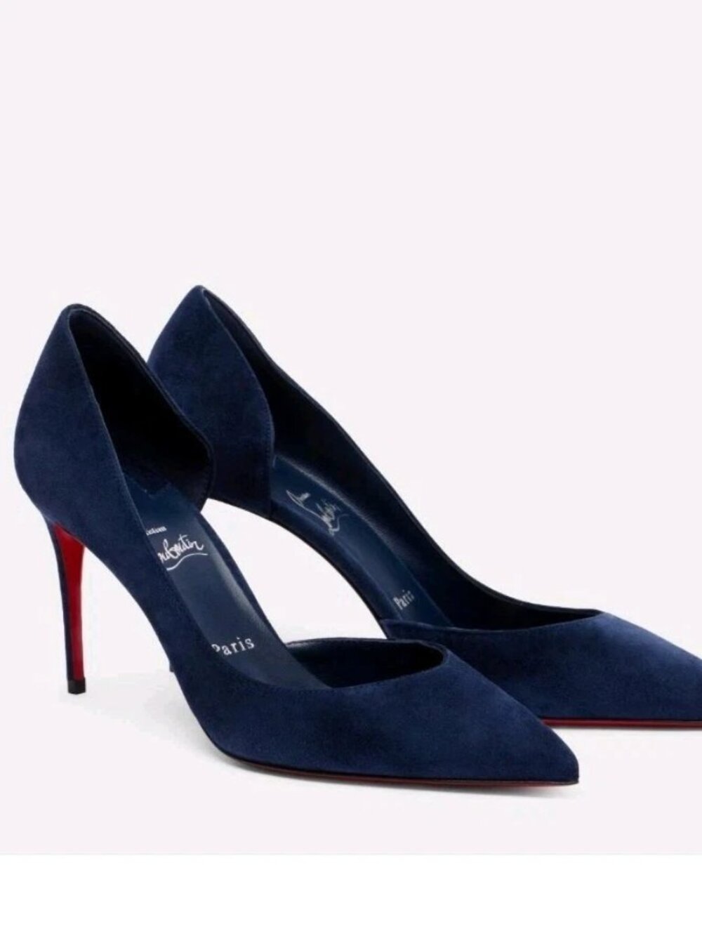 $945 Christian Louboutin Iriza 85 Blue Suede Pumps Heels EU 40
